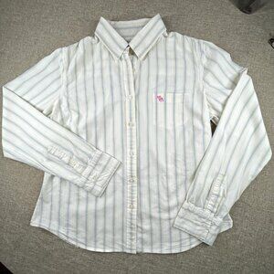 ABERCROMBIE White Yellow/Blue Lines Muscle Fit Y2K Preppy Button Down‎ Shirt XL